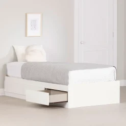 Twin Mates Bed with 3 Drawers - Hourra Pure White