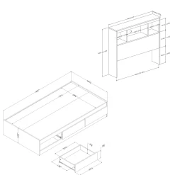 Twin Mates Bed With Bookcase Headboard Set - Reevo Pure White