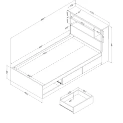 Twin Mates Bed With Bookcase Headboard Set - Vito Pure Black