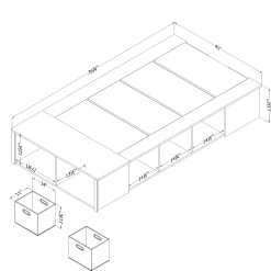 Twin Storage Bed with Baskets - Avilla Bleached Oak