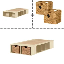 Twin Storage Bed with Baskets - Avilla Bleached Oak