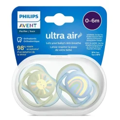 Ultra Air Pacifier 0-6m Smiling Sun / Blue Rainbow 2-pack