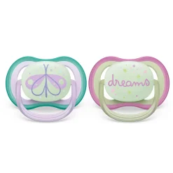 Ultra Air Pacifier Nighttime 0-6m Lilac Dragonfly/Dreams 2-pack