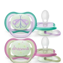 Ultra Air Pacifier Nighttime 0-6m Lilac Dragonfly/Dreams 2-pack