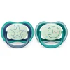 Ultra Air Pacifier Nighttime 6-18m Sleeping Star/Moon 2-pack
