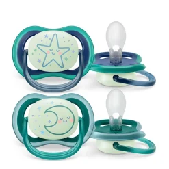 Ultra Air Pacifier Nighttime 6-18m Sleeping Star/Moon 2-pack