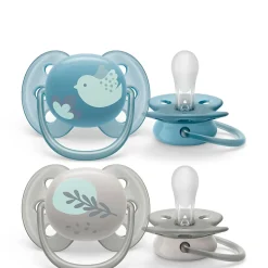 Ultra Soft Pacifier 6-18m Blue Dove / Silver Leaf 2-pack