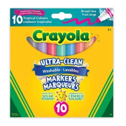 Ultra-Clean Washable Broad Line Markers, Tropical Colours, 10 Count