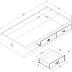 Ulysses Mates Twin Bed with 3 Storage Drawers - Blueberry
