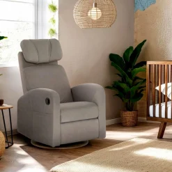 Upholstered Rocking Armchair Swivel, Glider, Recliner Hailey - Arlo Beige