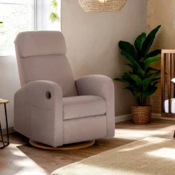 Upholstered Rocking Armchair Swivel, Glider, Recliner Hailey - Arlo Beige