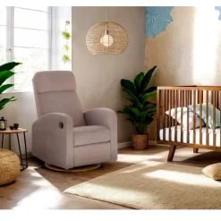 Upholstered Rocking Armchair Swivel, Glider, Recliner Hailey - Arlo Beige