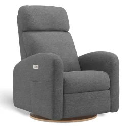 Upholstered Rocking Armchair Swivel, Glider, Recliner Hailey - Nexus Charcoal Motorized Electric