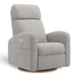 Upholstered Rocking Armchair Swivel, Glider, Recliner Hailey - Nubia Silver Motorized Electric