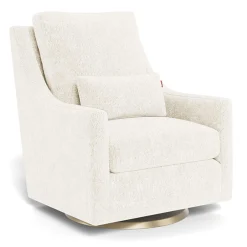 Vera Rocking and Swivel Chair - White Faux Sheepskin / Gold