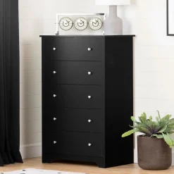 Vito 5-Drawer Chest - Pure Black