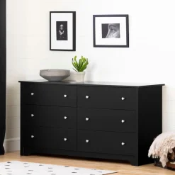 Vito 6-Drawer Double Dresser - Pure Black