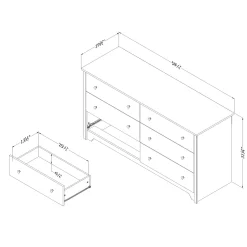 Vito 6-Drawer Double Dresser - Pure White