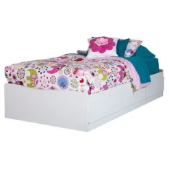 Vito Twin Mates Bed with 3 Drawers - Pure White