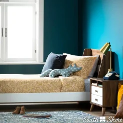 Yodi Nightstand - Natural Walnut / White