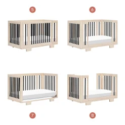 Yuzu 8-in-1 Convertible Crib - Washed Natural / Black