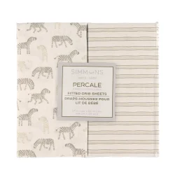 Zebras-2pk Percal Crib Sheet