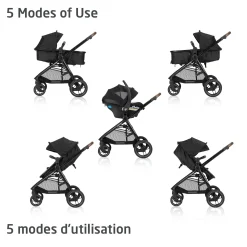 Zelia Luxe 5-in-1 Modular Travel System - Basalt Black